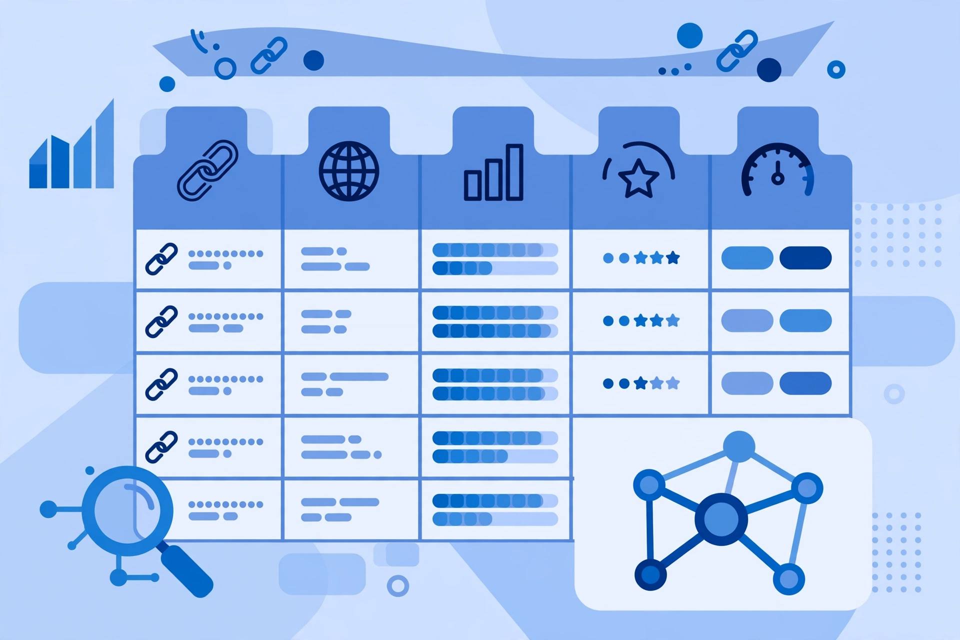 Backlink audit spreadsheet with quality scores