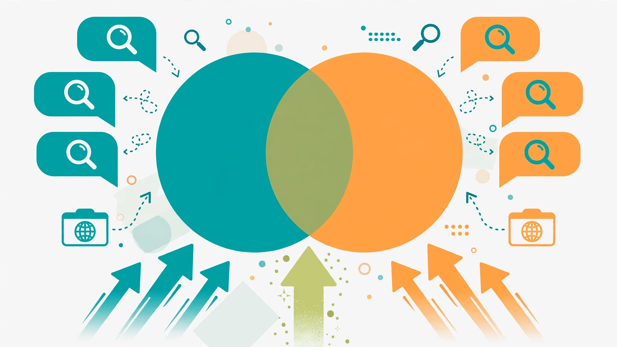 Venn diagram showing keyword gap analysis between two competing websites