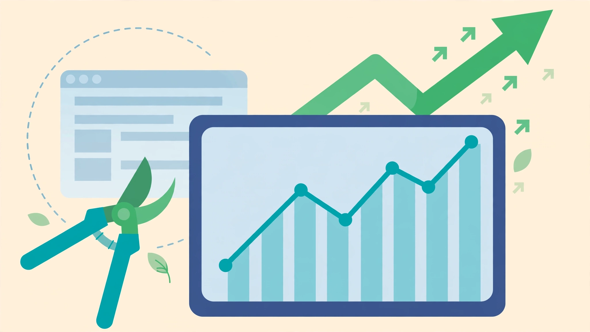 Organic traffic rising after content pruning removed low-value pages from the site