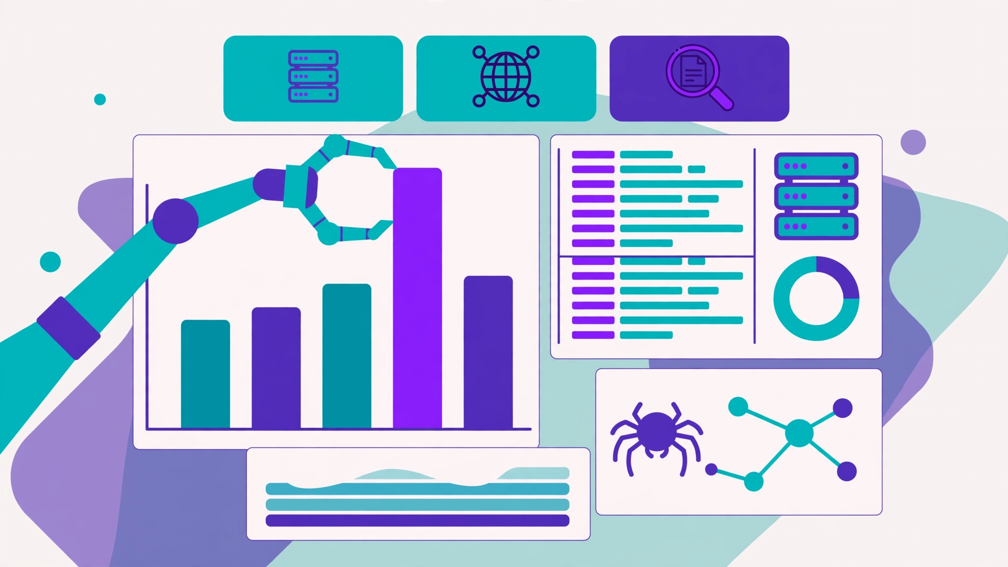 Analytics dashboard showing crawler activity by website section from log analysis