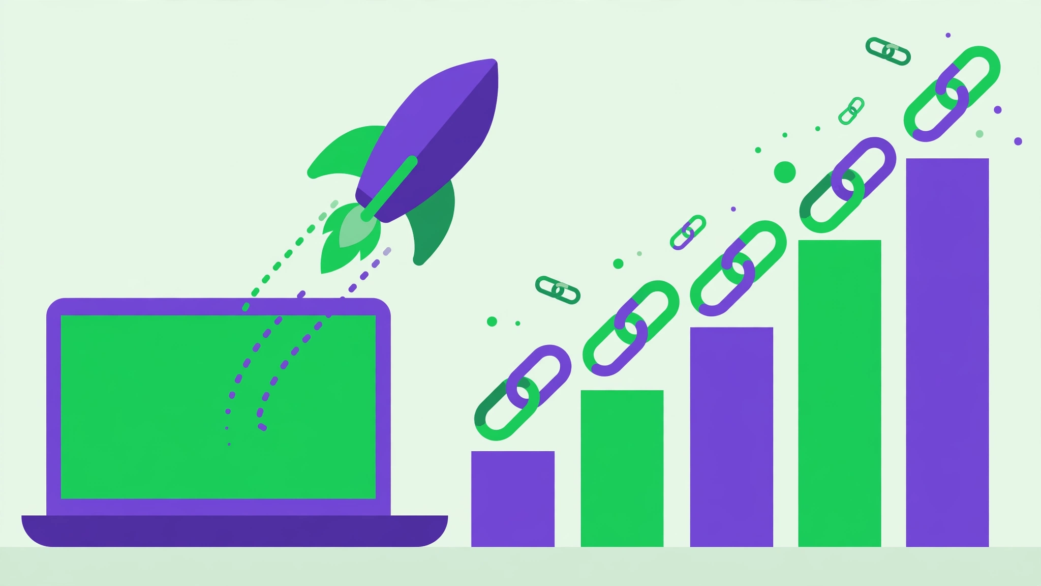 SEO growth chart with link icons showing backlink results from digital PR