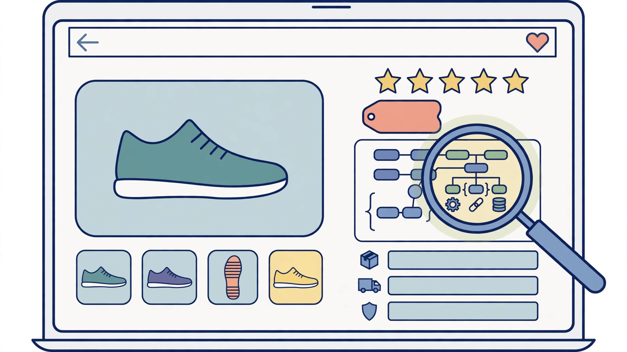 Product page SEO checklist showing schema markup and rich result elements