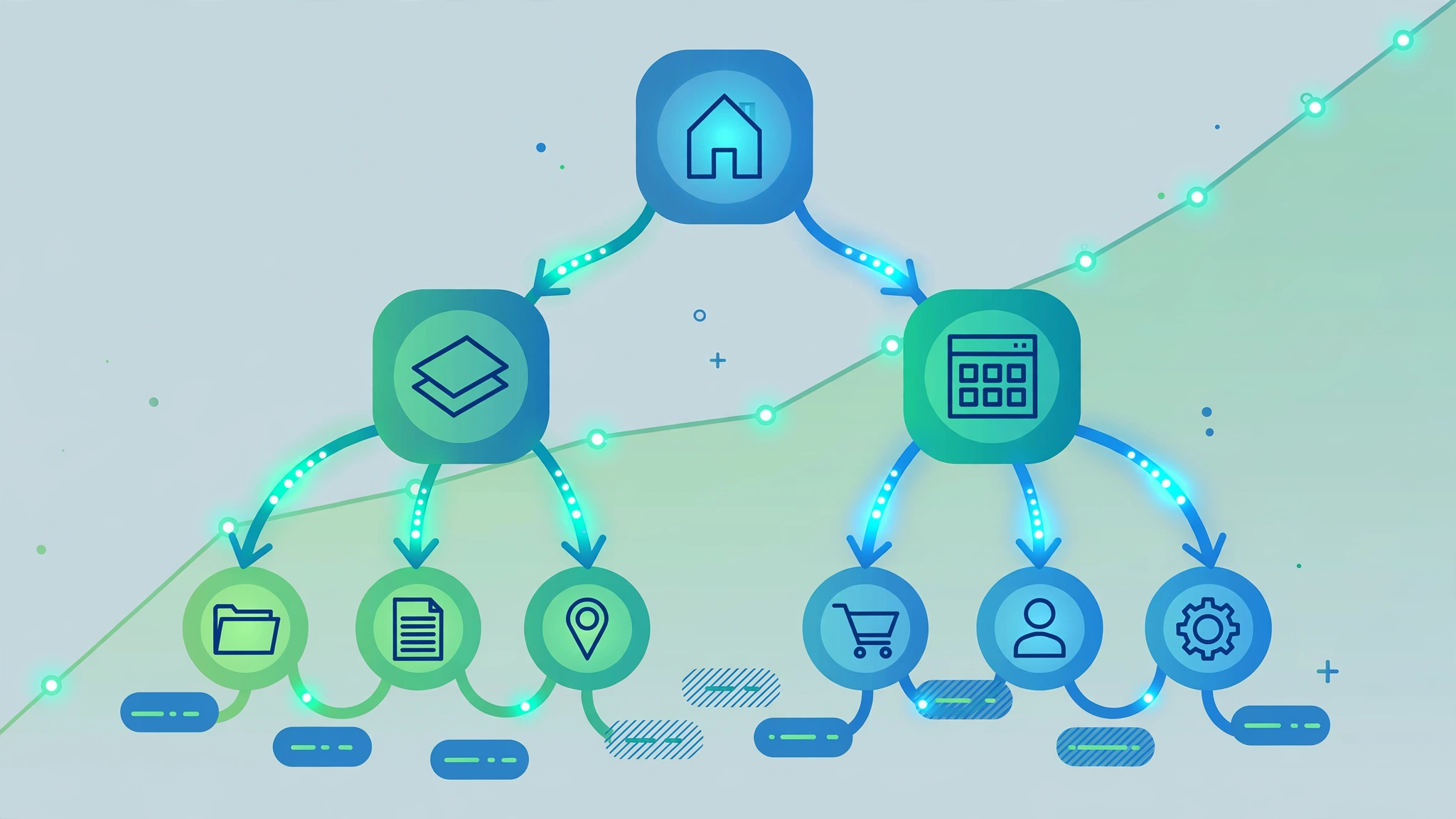 Internal linking architecture diagram showing authority flowing between website pages