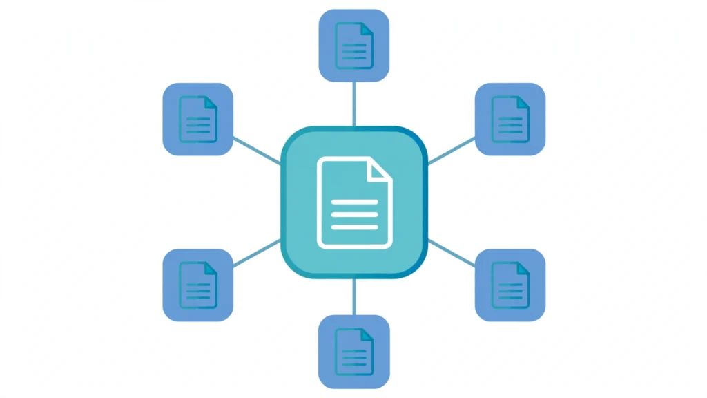 Pillar pages and topic clusters diagram showing a central pillar page connected to cluster articles