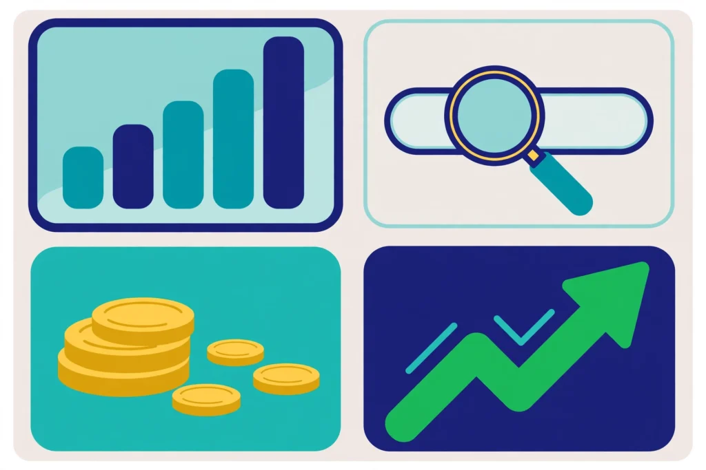 How to measure SEO ROI dashboard illustration