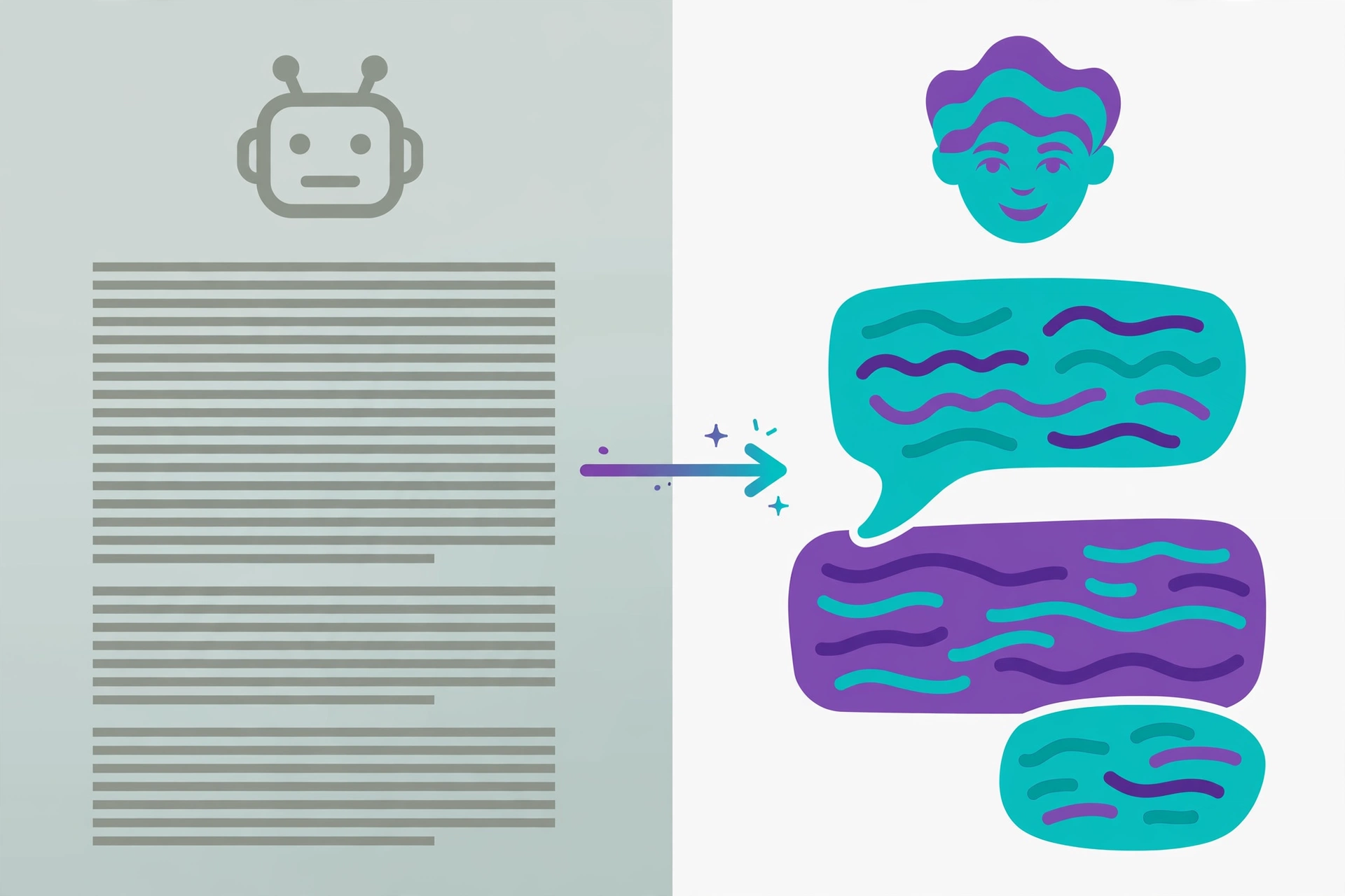 Robotic AI text transformed into natural human writing
