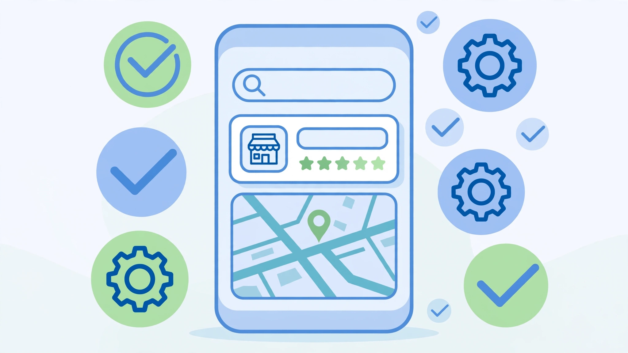 Smartphone showing a local business listing with map, illustrating multi-location Google Business Profile optimization