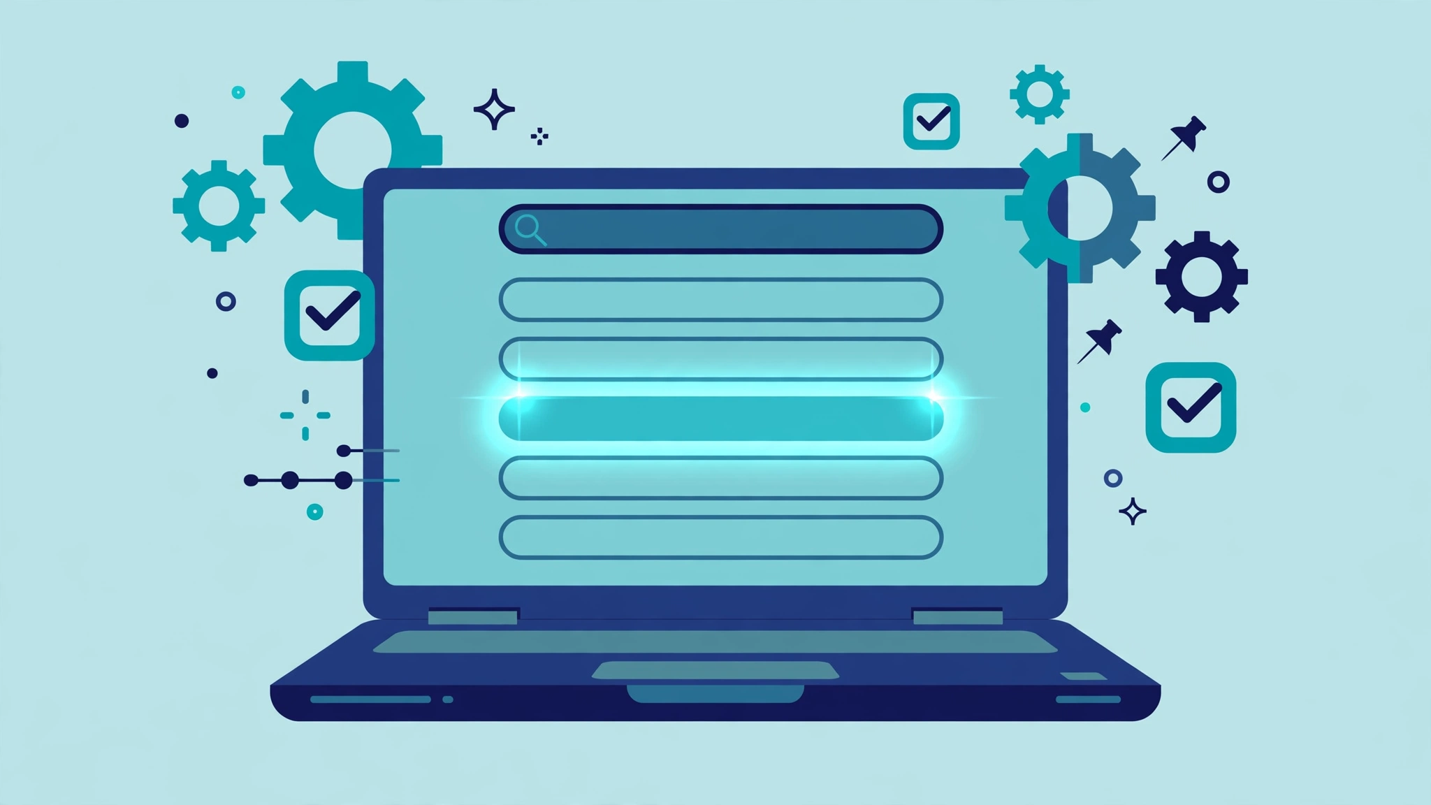 Checklist illustration of meta title best practices on a laptop screen