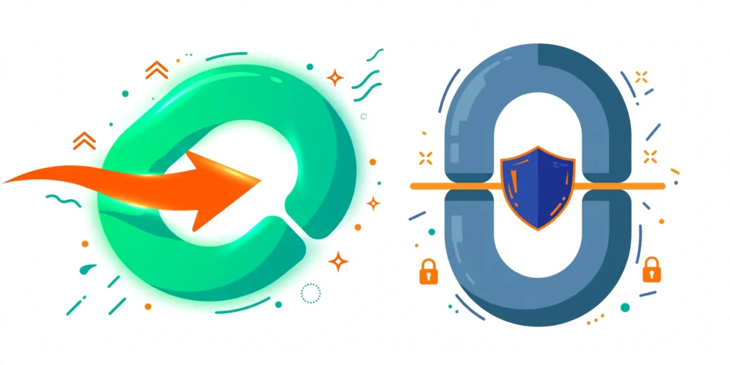 Nofollow vs dofollow links — open and shielded chain links illustration