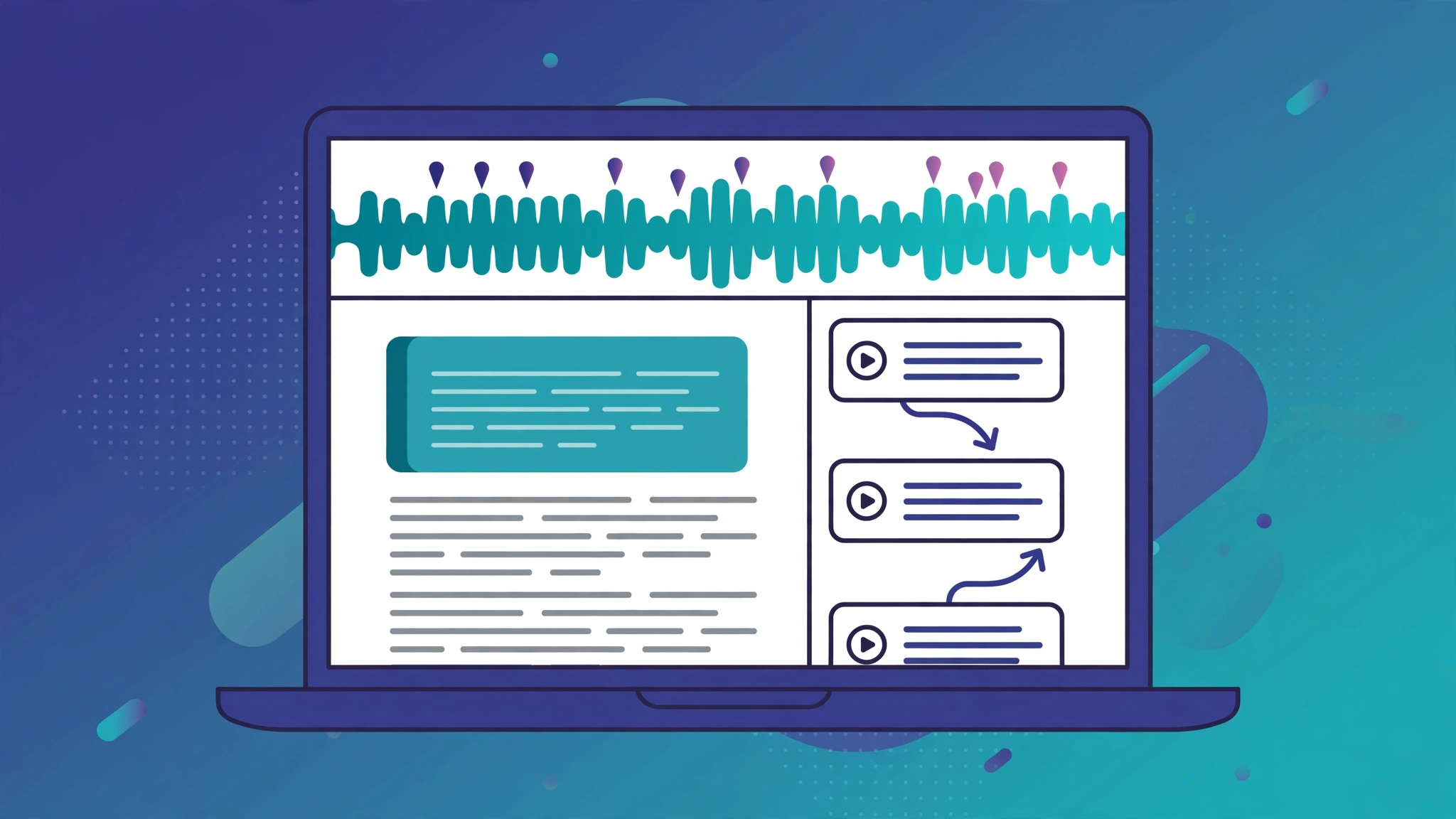Podcast SEO transcript optimization, episode page with timestamps and chapter markers