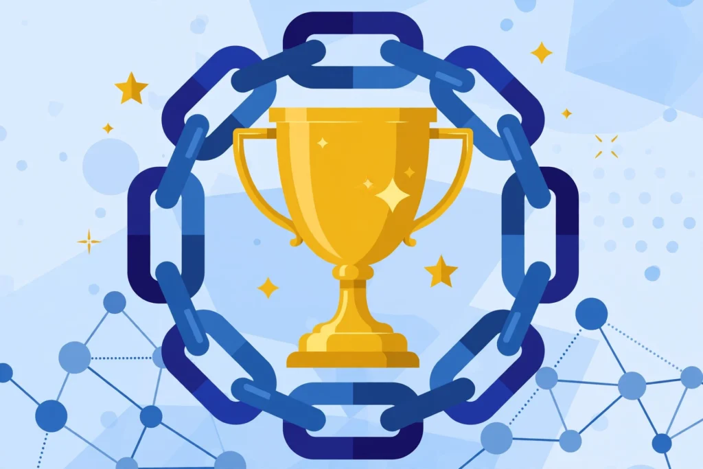 How to get quality backlinks illustration with trophy