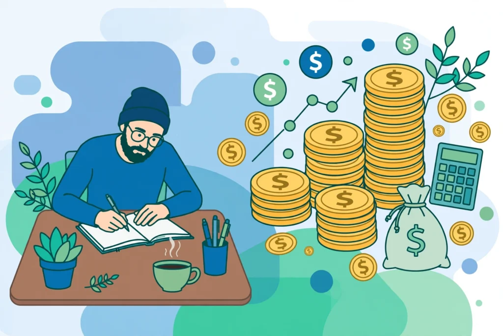 SEO content writer salary and rates illustration