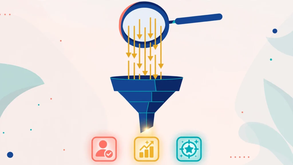 Flat vector illustration of SEO conversion optimization turning search traffic into qualified leads