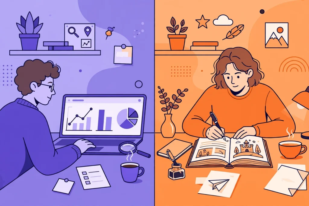 SEO content writer vs copywriter comparison illustration