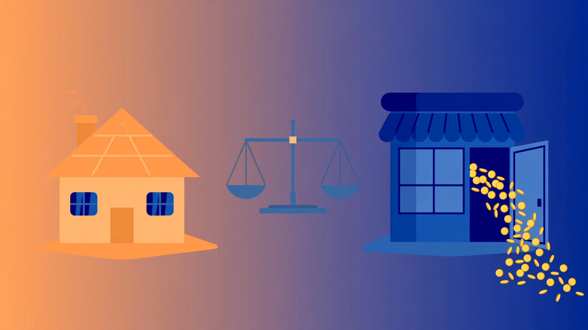 Illustration comparing SEO as buying property versus PPC as renting traffic