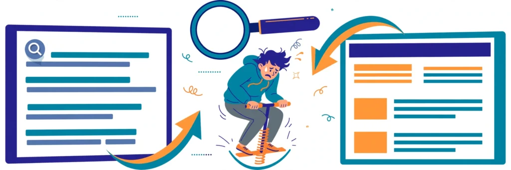 What is pogo sticking — user bouncing between search results and a webpage illustration