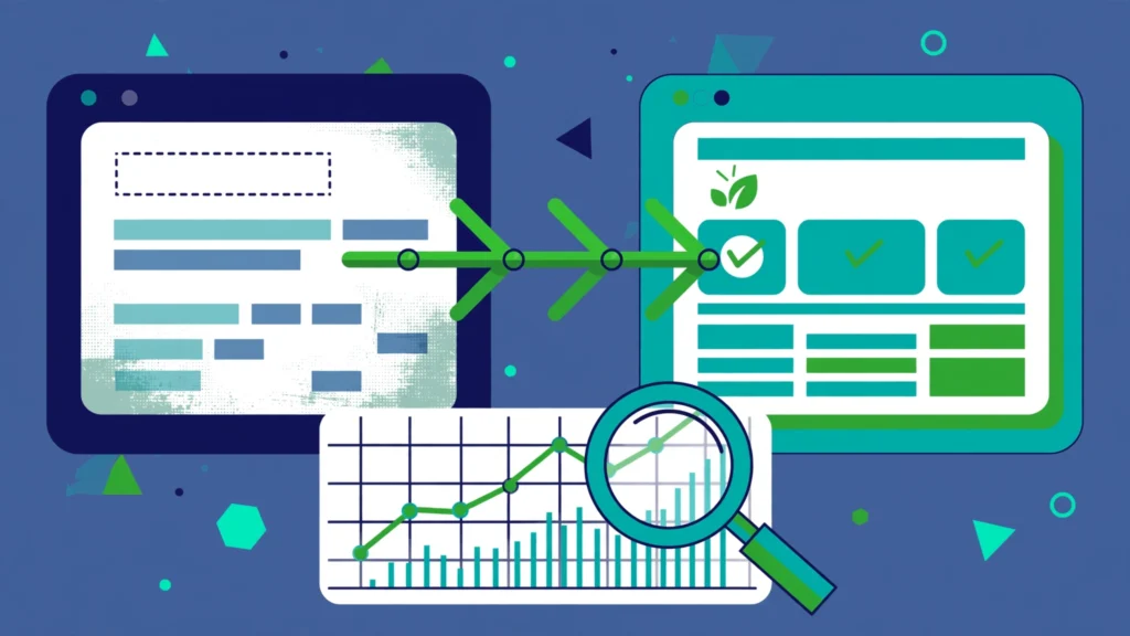 Website migration SEO checklist: old website redirecting to new website illustration